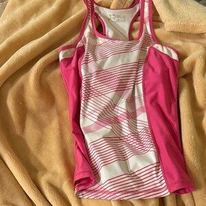 Xersion Pink and White Graphic Tank Top
